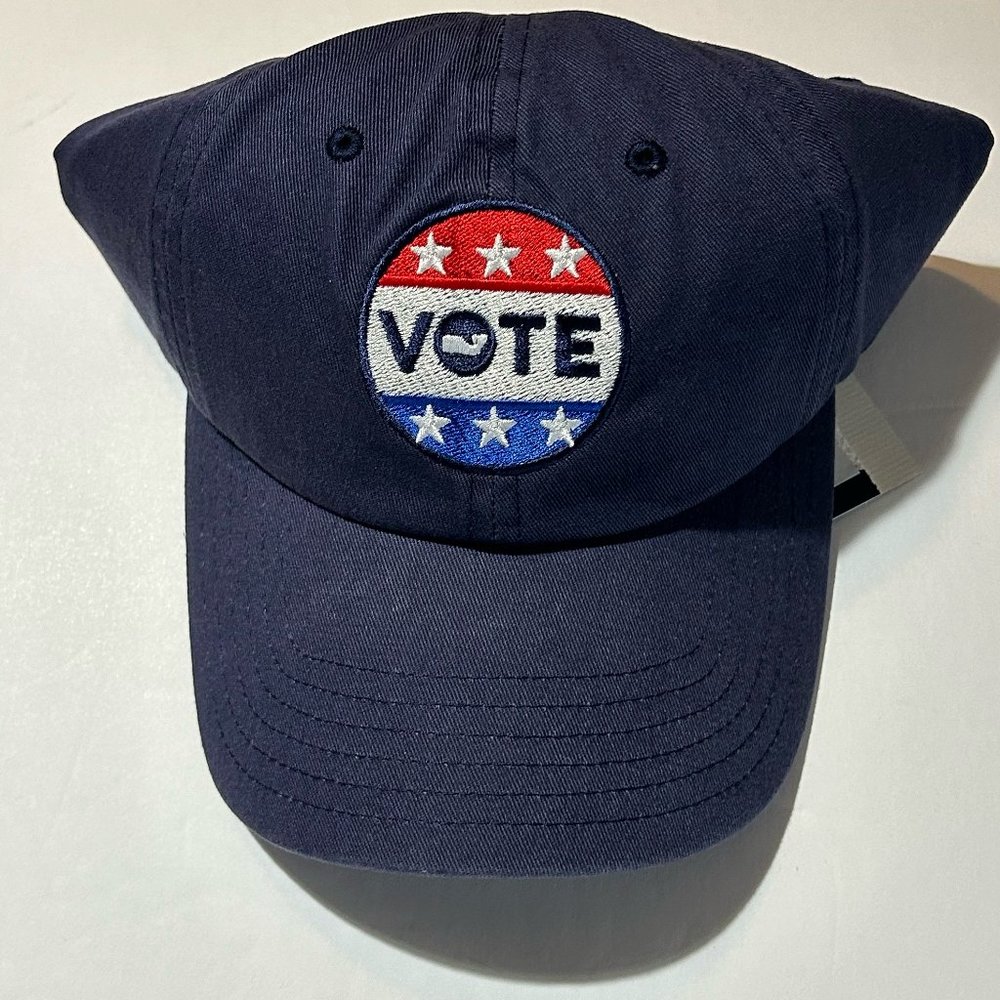 VINEYARD VINES: BASEBALL CAP - ADJUSTABLE - 'VOTE' - COLOR: VINEYARD NAVY